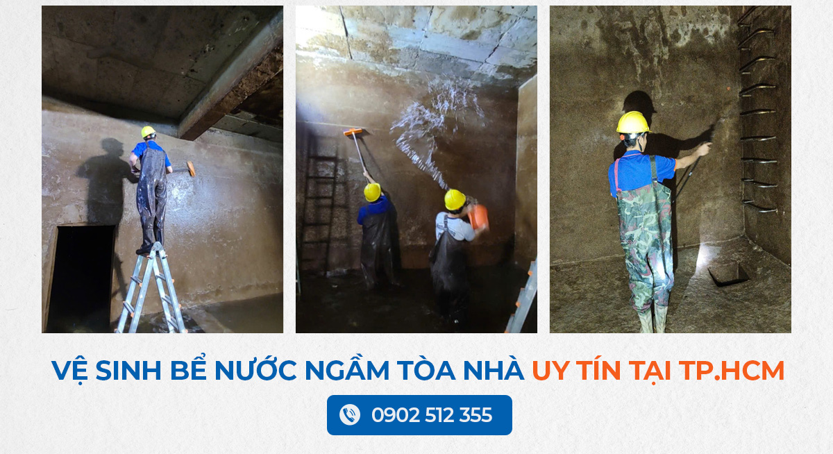 Vệ sinh bể nước ngầm tại phường Tam Bình
