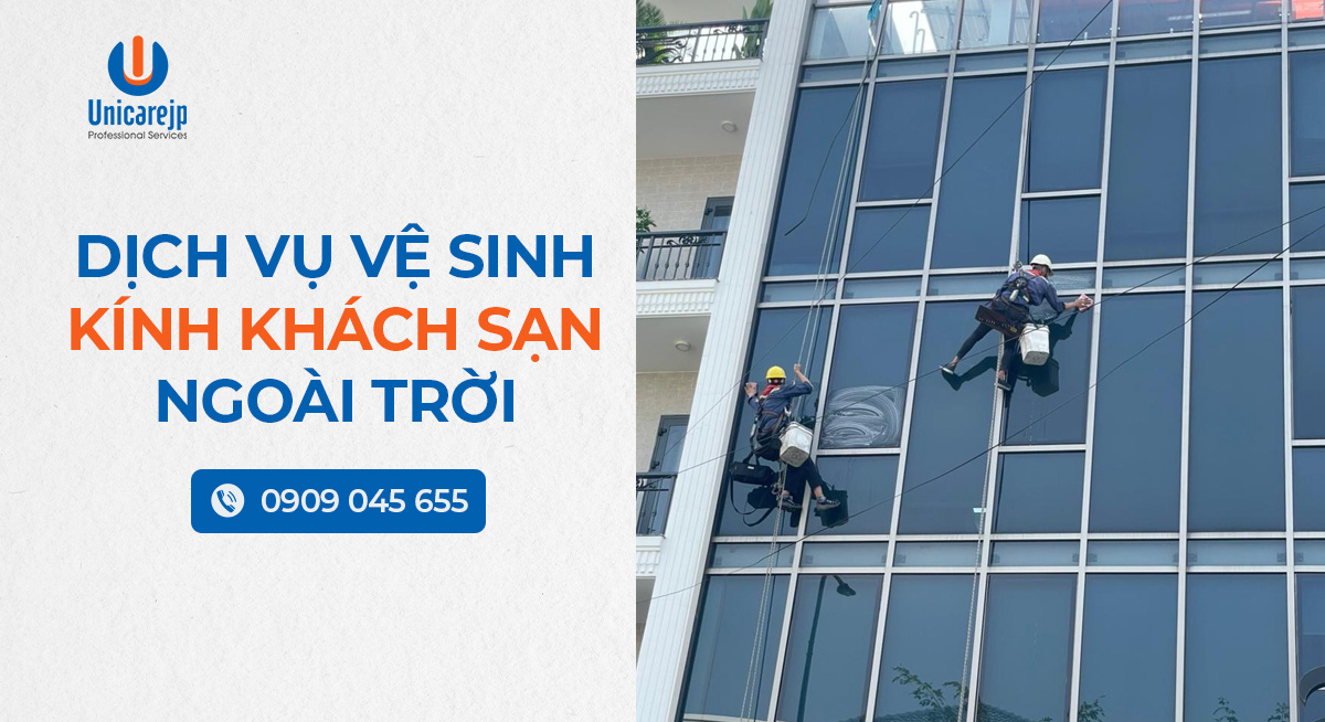 Dịch vụ vệ sinh kính khách sạn ngoài trời